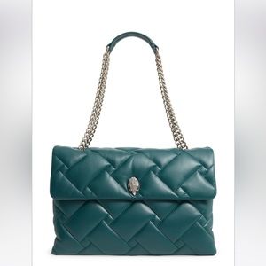 Kurt Geiger London XXL Kensington Soft Shoulder Bag Quilted Teal -Original $368